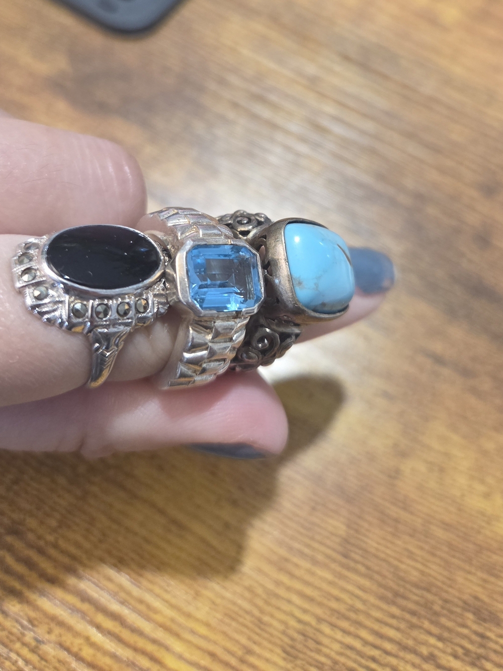 Turquoise and Blue Stone Sterling Ring - Women Jewelry